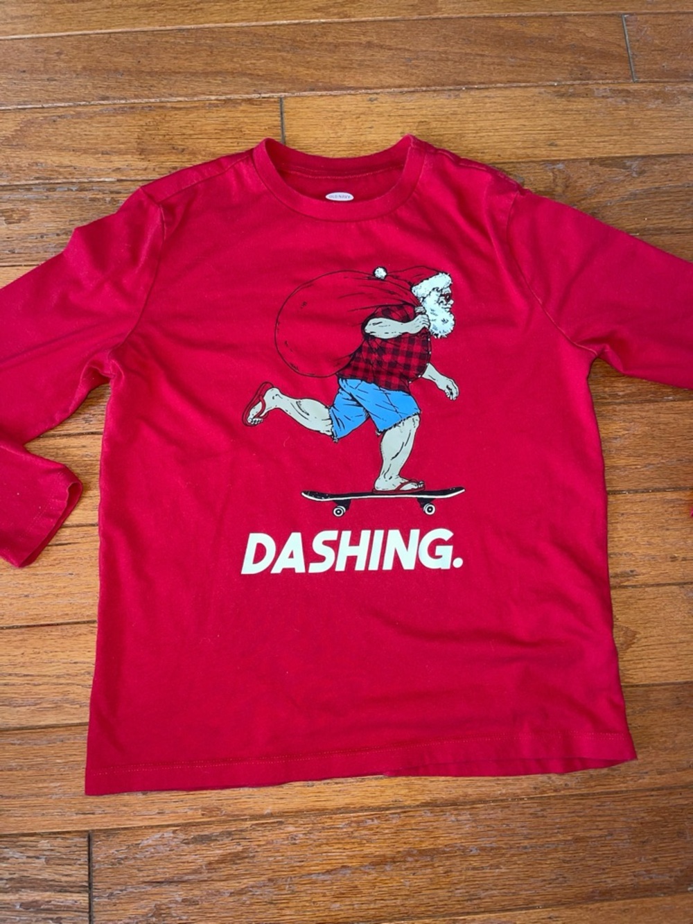 Old Navy Red 'Dashing' Kids Long-Sleeve Tee
